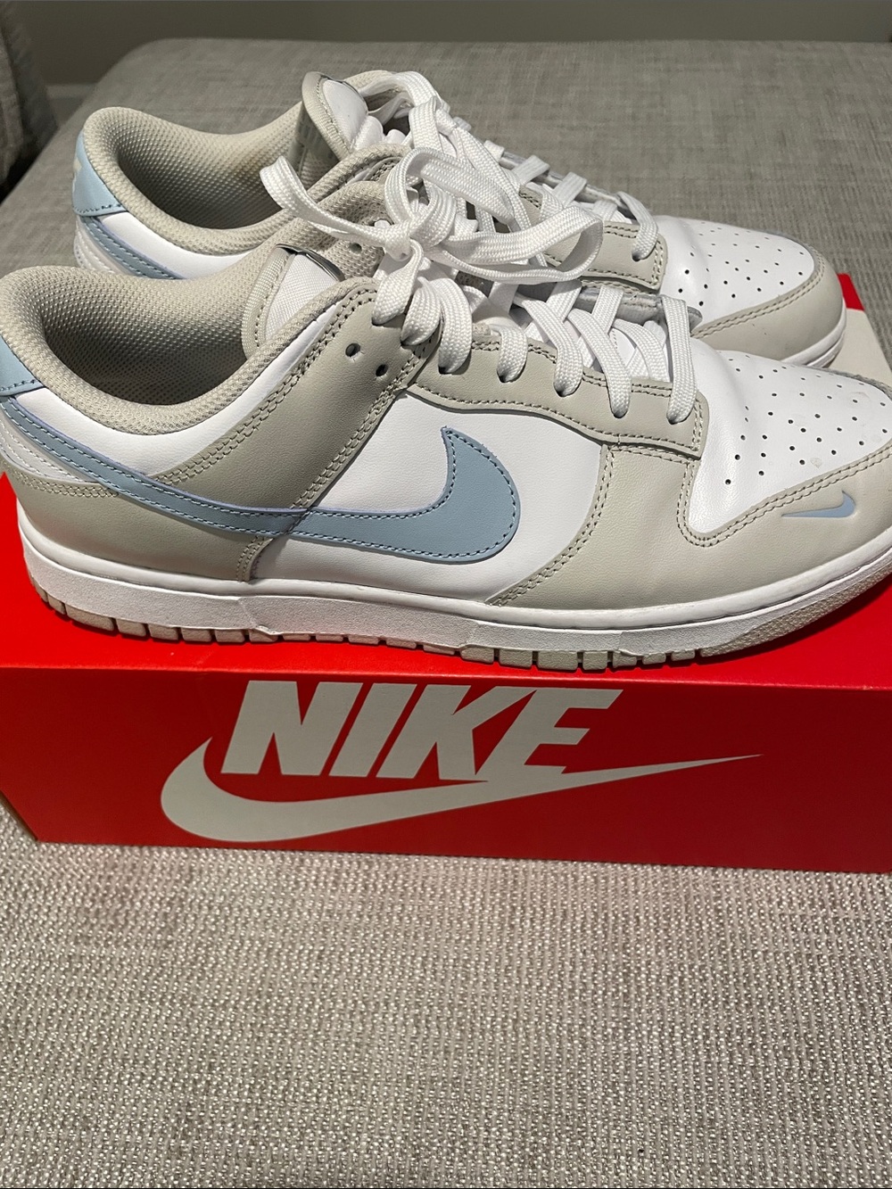 Nike Dunk Low Sneakers White Light Blue Gray - Picture 2 of 7